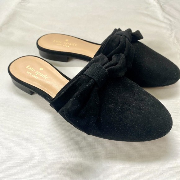 Kate Spade Black Mules Classic Suede Design - Picture 2 of 9